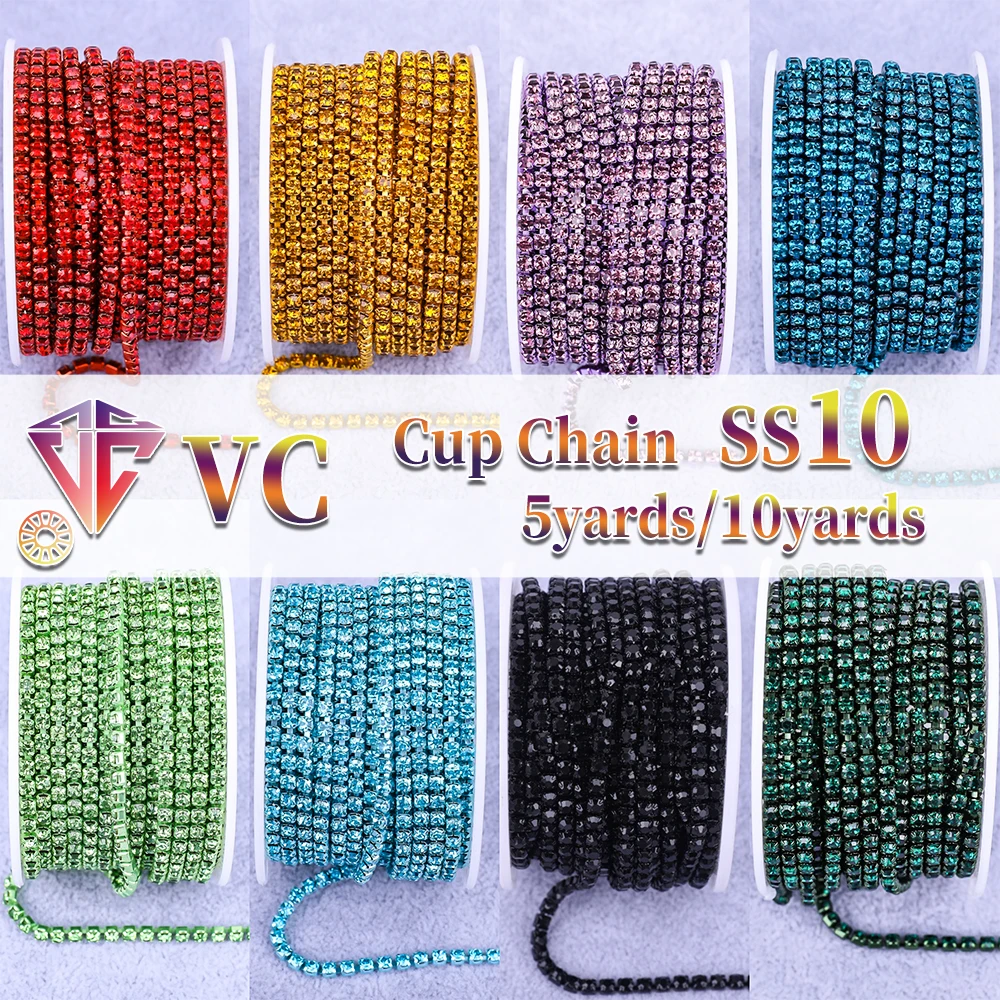 

VC SS10 2,8 мм, шитье, красное стекло, искусственная цепь, 10 ярдов, отделка, стразы, чашка, цепочка, Хрустальная лента, обвязка для одежды, поделки своими руками