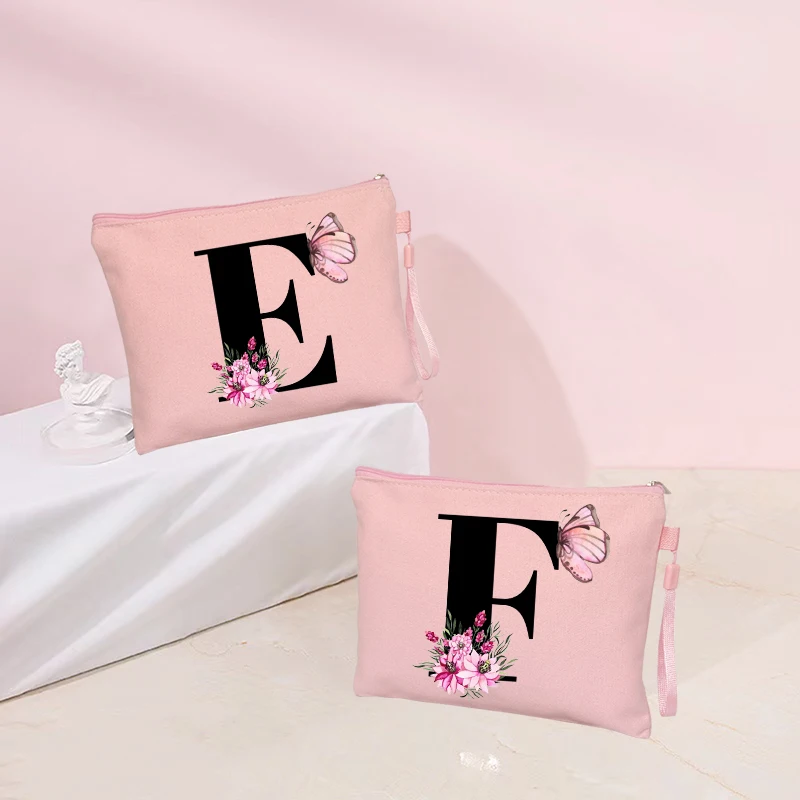 Butterfly Flower Letter Makeup Bag Travel Cosmetic Pouchs Women Toilet Kits Bachelorette Party Lipstick Bags Gift makeup organizer cosmetic bag cosmetic storage bag toiletry bag makeup bag cosmetic case