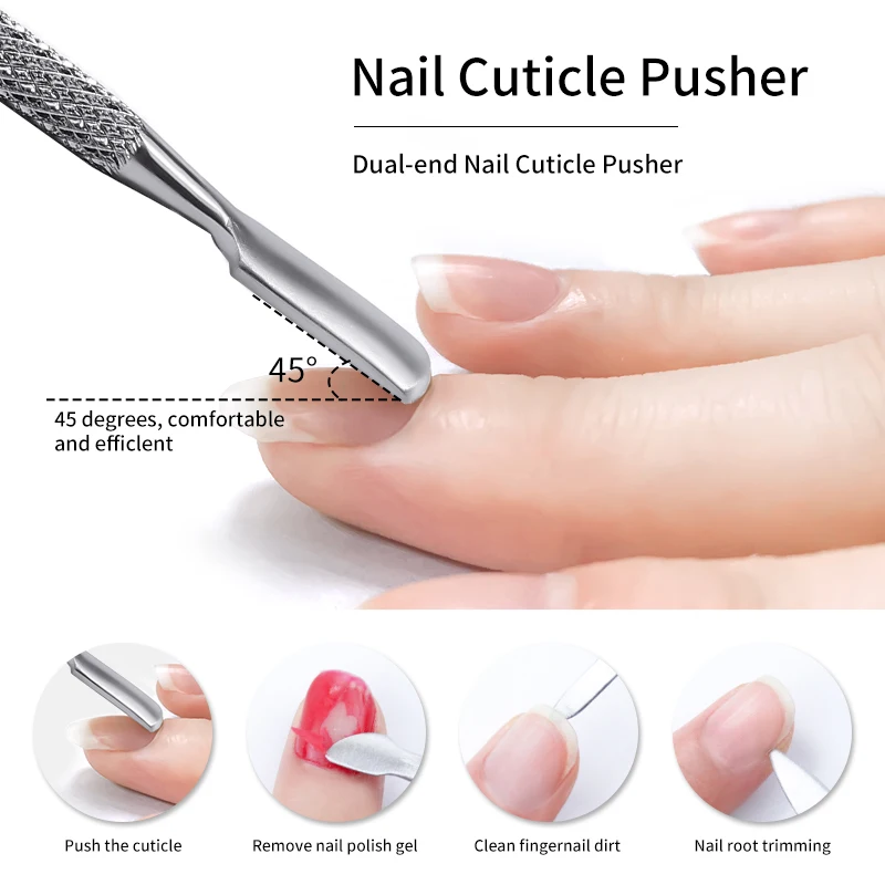 Nail Care Kit Manicure Tools Manicure Pedicure Kit Manicure Set Nail Art Pusher Cuticle Pusher Dead Skin Remover Double-ended Stainless Steel For Pedicure Manicure