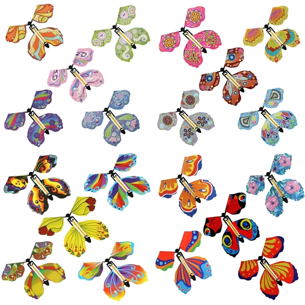 

20Pcs Flying Butterfly Wind Up Toys Rubber Band Powered Romantic For Surprise Wedding Birthday Kids Gift