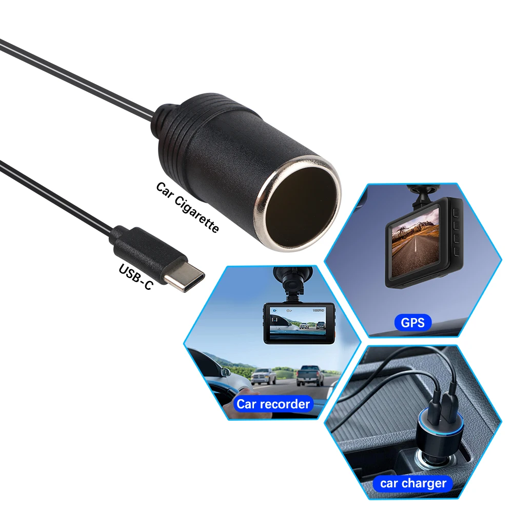 Sigarettenaansteker in de Auto, 5V USB C Male Naar 12V