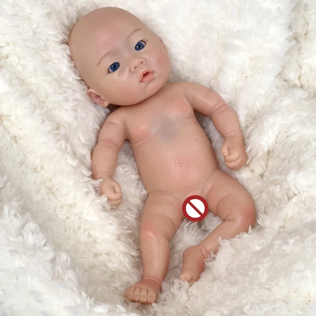 28cm Soft Full Body Solid Silicone Reborn Dolls Handmade Painted