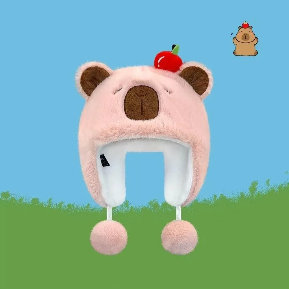 Creative Cartoon  Capybara Bonnet Cap Windproof Coldproof Pullover Hat Ear Protection Cap Bucket Hat Warm Hat Gift