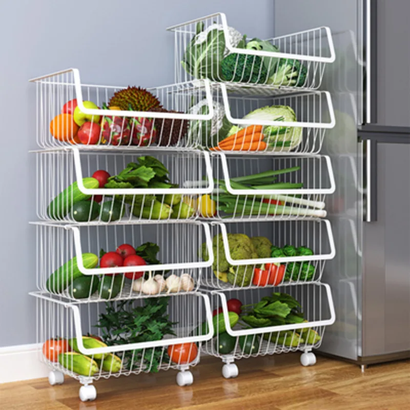 

Stainless Steel Kitchen Shelves Floor-to-ceiling Multi-layer Vegetable and Fruit Storage Shelves Household Storage Shelves