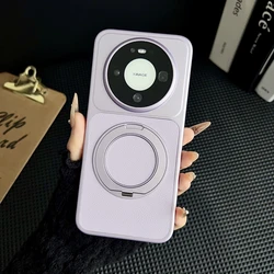 Lychee Texture PU Leather Ultra Thin Magnetic Case with 360° Rotation Ring Stand for Huawei Mate 70 Air (Purple)
