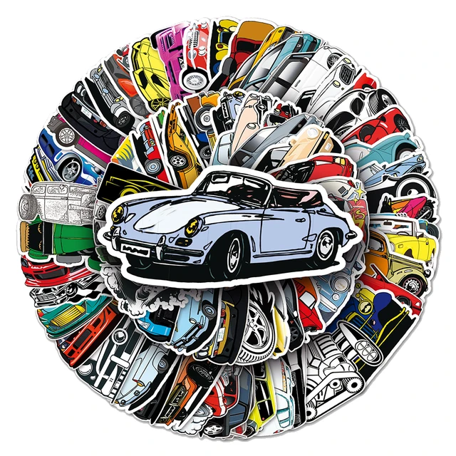 61pcs Modified Cars Speed and Passion Cartoon Doodle Stickers Car Stickers  for Kids,Racing Car Stickers, Sports Car Stickers for Luggage Laptop Car