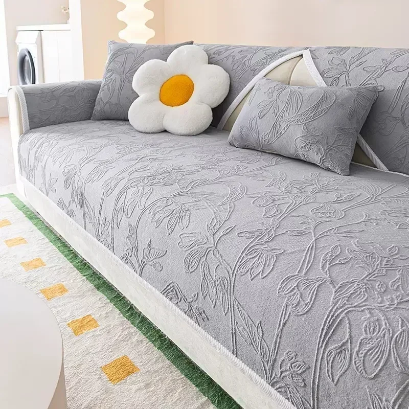

Thicken Jacquard Sofa Towel Winter Warm Plush Sofa Covers L-shaped Sectional Couch Pad Non-slip Slipcovers for Living Room Decor