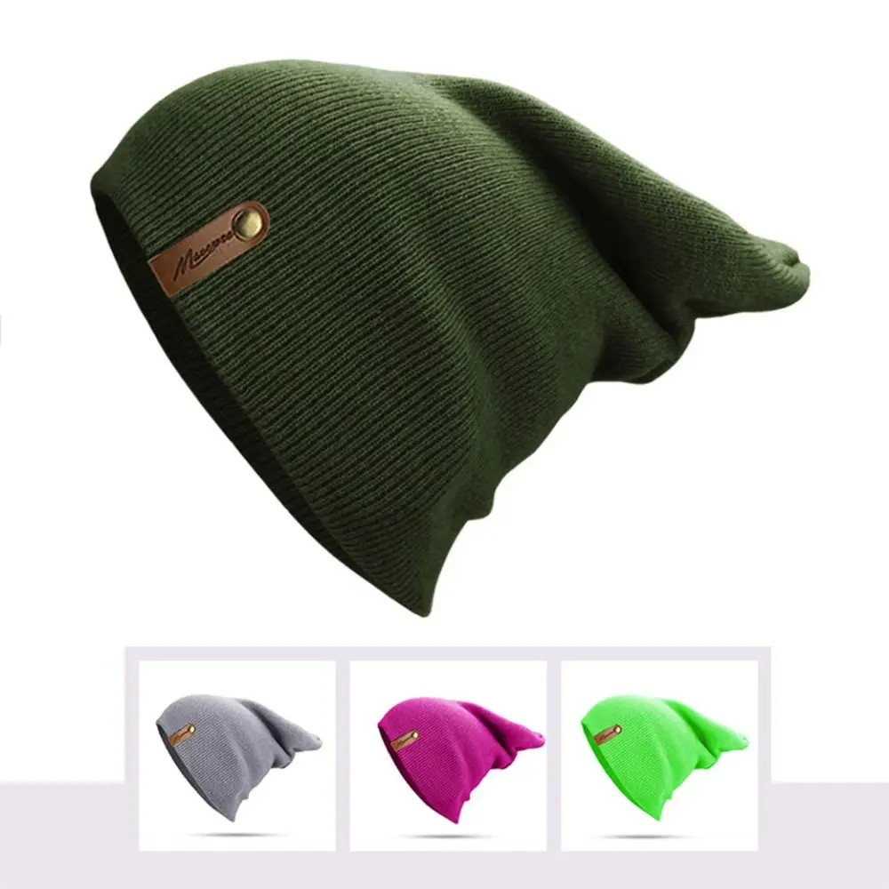 beanie hat cap thick wool knit cap warm ear protection women s autumn winter hats casual couple thickened knitted caps Soft Knitted Hat Outdoor Warm Windproof Ear Protection Cap Thick Earmuffs Cap Women Men