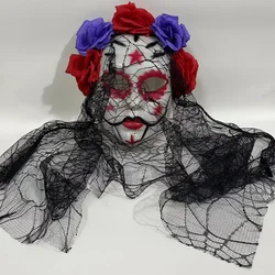 Haunting Lace Rose Masquerade Mask - Spooky Cosplay Accessory (03)