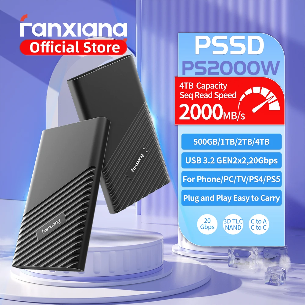 Fanxiang PS2000W 20Gbps Portable SSD 2000MB/s 1TB 2TB 4TB USB3