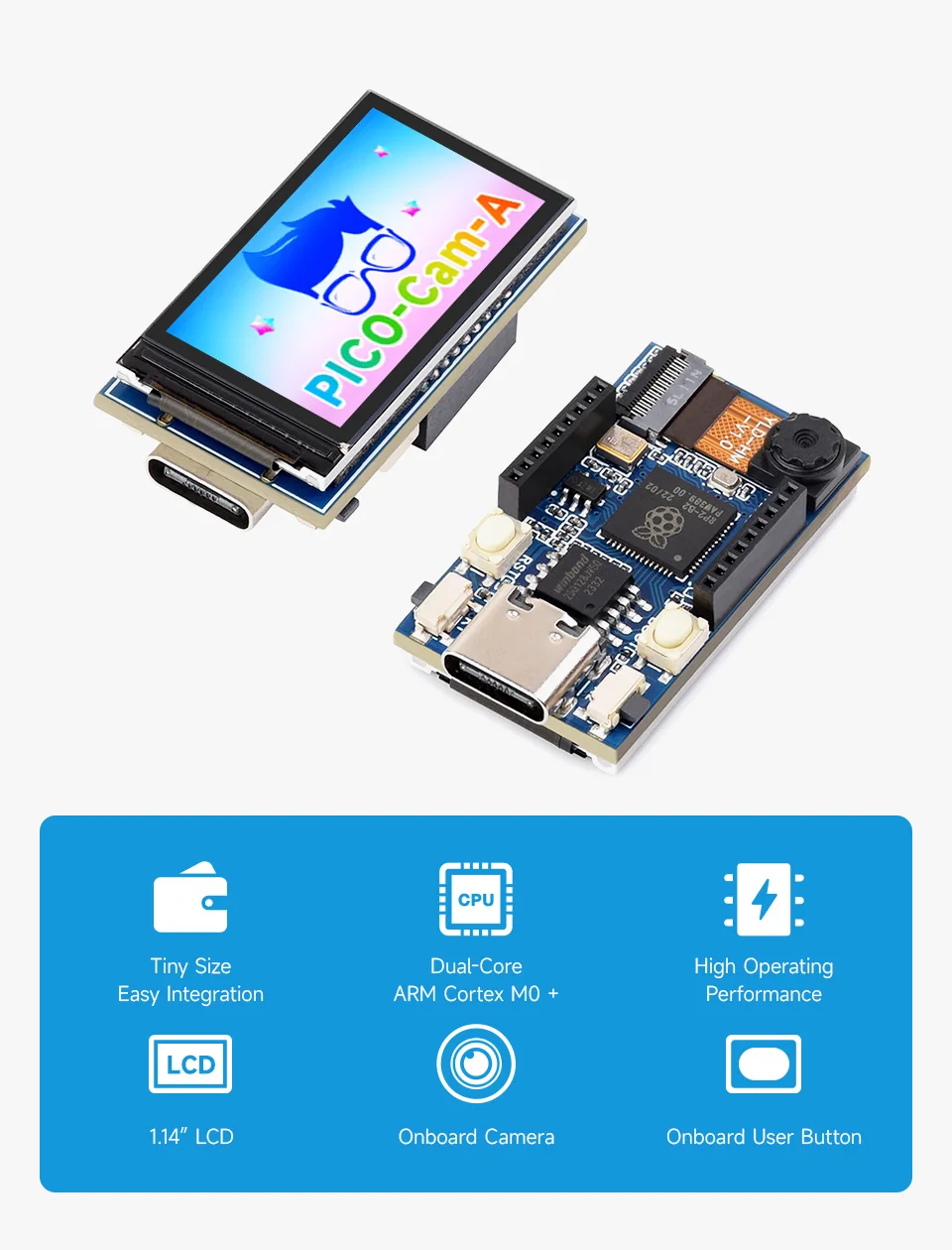 ũƮѷ ī޶  , º HM01B0 ׷̽ ī޶, 1.14 ġ IPS LCD ÷, RP2040