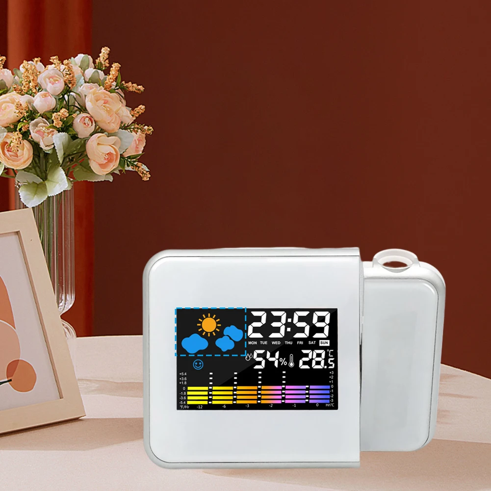 Smart Alarm Clock with Night Backlight Digital LED Projector Adjustable Projection Angle for Home Living Room Bedroom 2