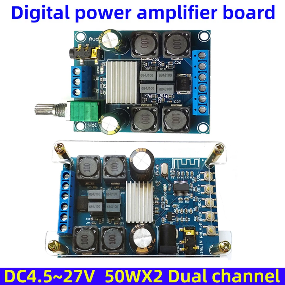 

2*50W Digital High Power Amplifier Board DC4.5-27V TPA3116D2 Dual Channel Stereo Music Wireless Speaker Module Audio Amplifier