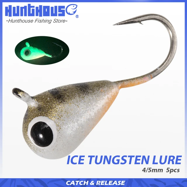 Hunthouse Ice Tungsten Lure with Glowing Paint 5Pcs/Bag Slow Metal Tungsten  Jigs 4/5mm 1/1.8g Wenter Ice Fishing Hook Lure Baits - AliExpress