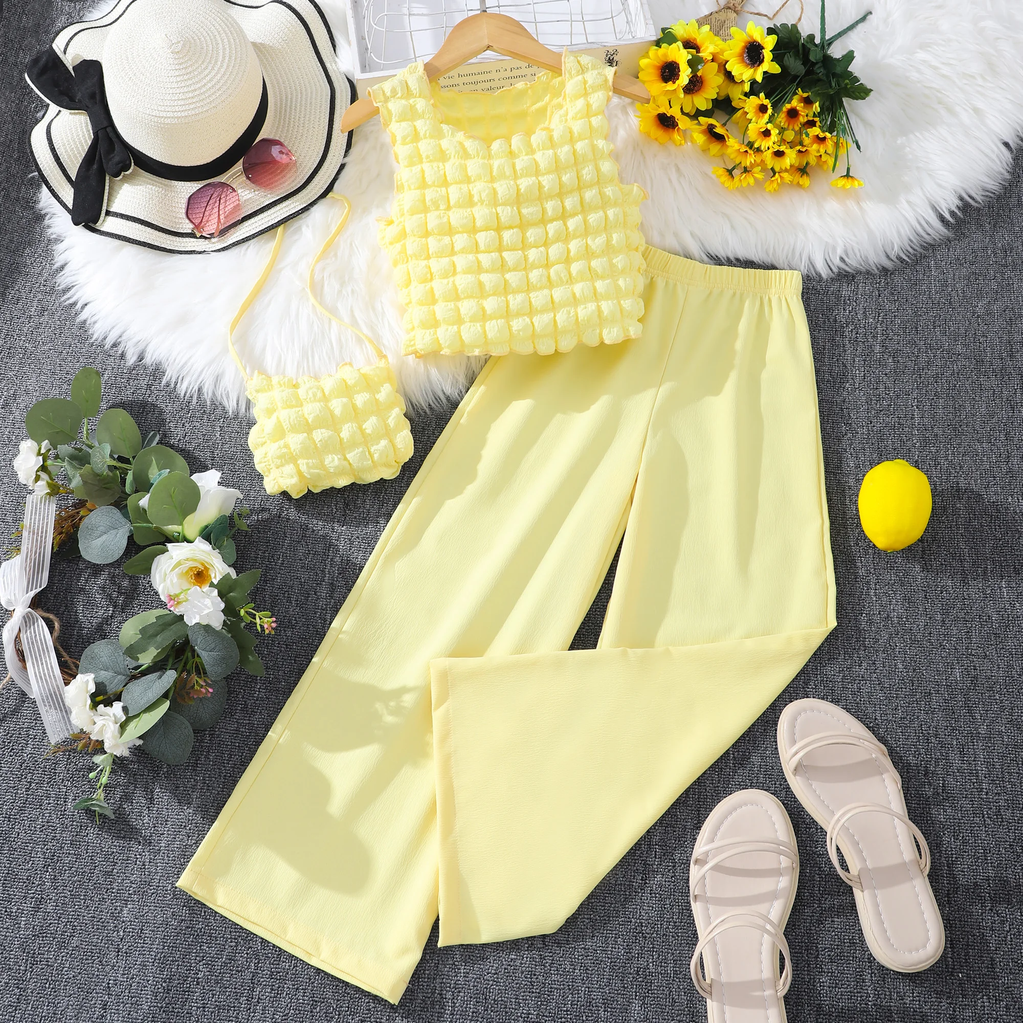 Ensemble Fille été SoLu DAY8 - Top Manches Longues + Robe Sans Manches - Taille 7-12 Ans - Confortable Et Chic - Pour Fête, Plage, Quotidien