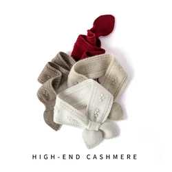 100% Cashmere 2024 Spring And Autumn New Women's Small Bow Tie Twist Flower Thick Neck Neck Bib Knitted Small Scarf