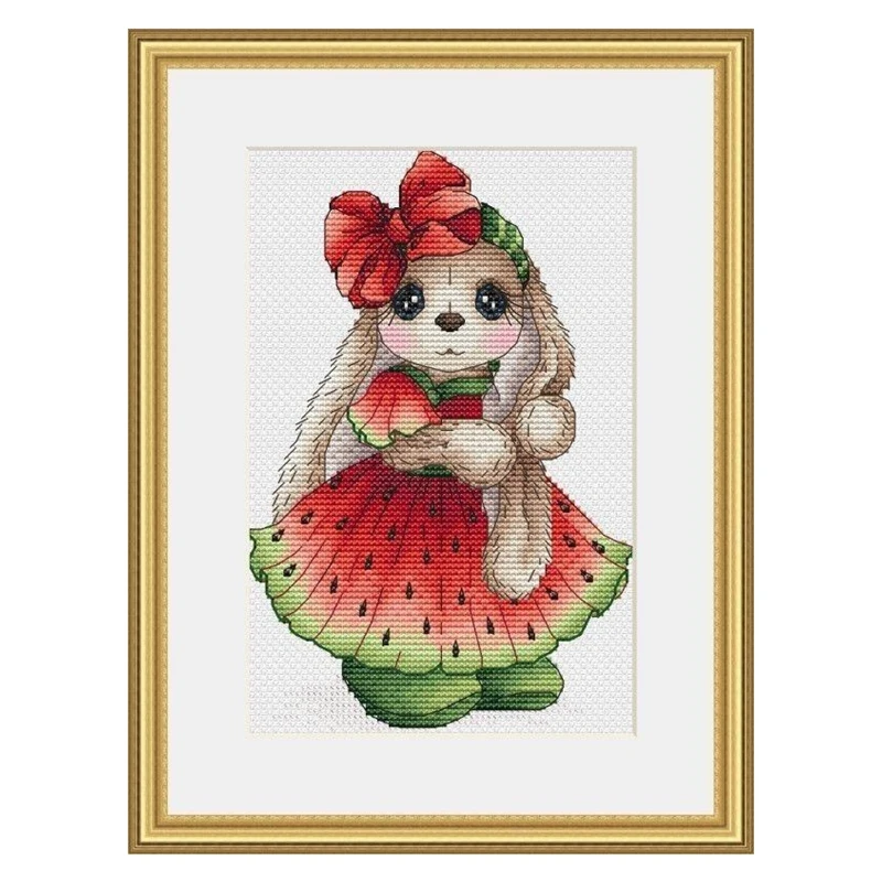 Cross-Stitch Kit Watermelon Rabbit Series 28ct 18ct 14ct 11ct can be Printed cloth hand Embroidery Material Bag