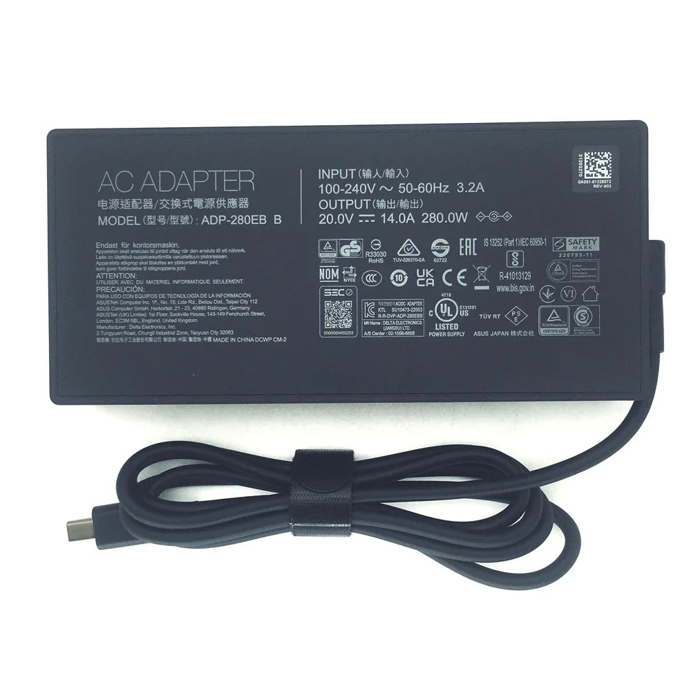 280W 노트북 충전기 ASUS ROG Strix G18 G814 G17 G713 G16 G614 G15 G513 AC 어댑터 20V 14A 전원 공급 코드