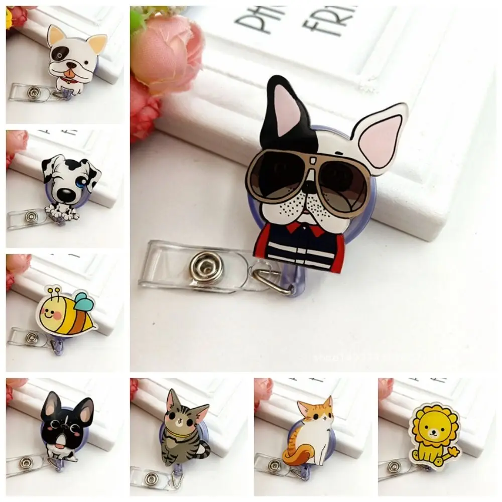Retrattile Infermiera Badge Reel Cat Puppy Cartoon Animals Dog Badge Holder Chest Card Id Card Easy Pull Buckle Doctor Studenti