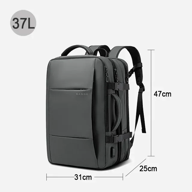 thumbnail image 1 of BANGE Mochila de viaje para hombre, mochila de negocios, mochila escolar expandible con puerto USB, mochila impermeable de gran capacidad para portátil de 17,3 pulgadas, 1 of 5