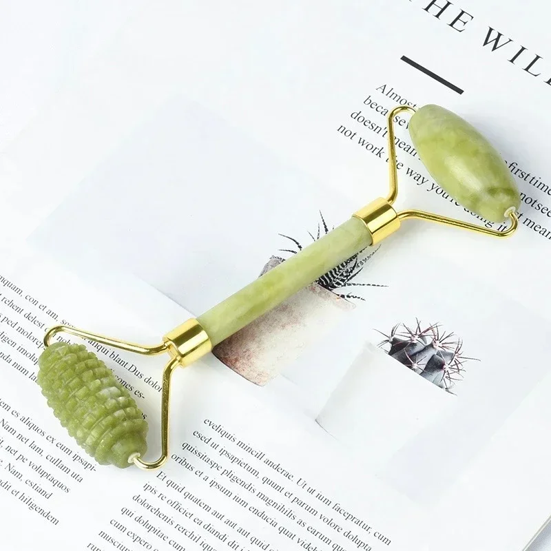 

1 шт., Нефритовый ролик для массажа лица с двумя головками