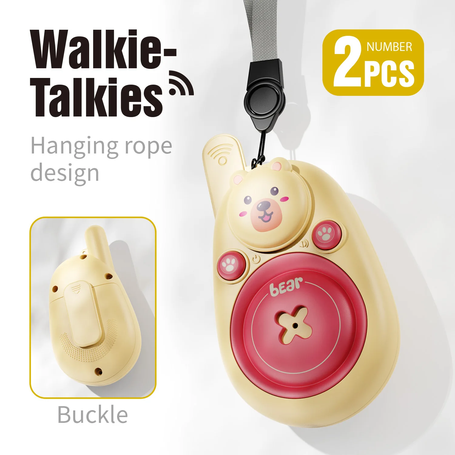 2 Pack Lovely Bear Walkie Talkies Toys for Girls with Wearable Lanyard for Outdoor Camping,Birthday Gifts for 4 5 6,new year 2