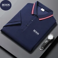 Polo d'été brodé en soie glacée pour hommes, T-Shirt à manches mi-longues, sans marquage, décontracté, fin et respirant 5