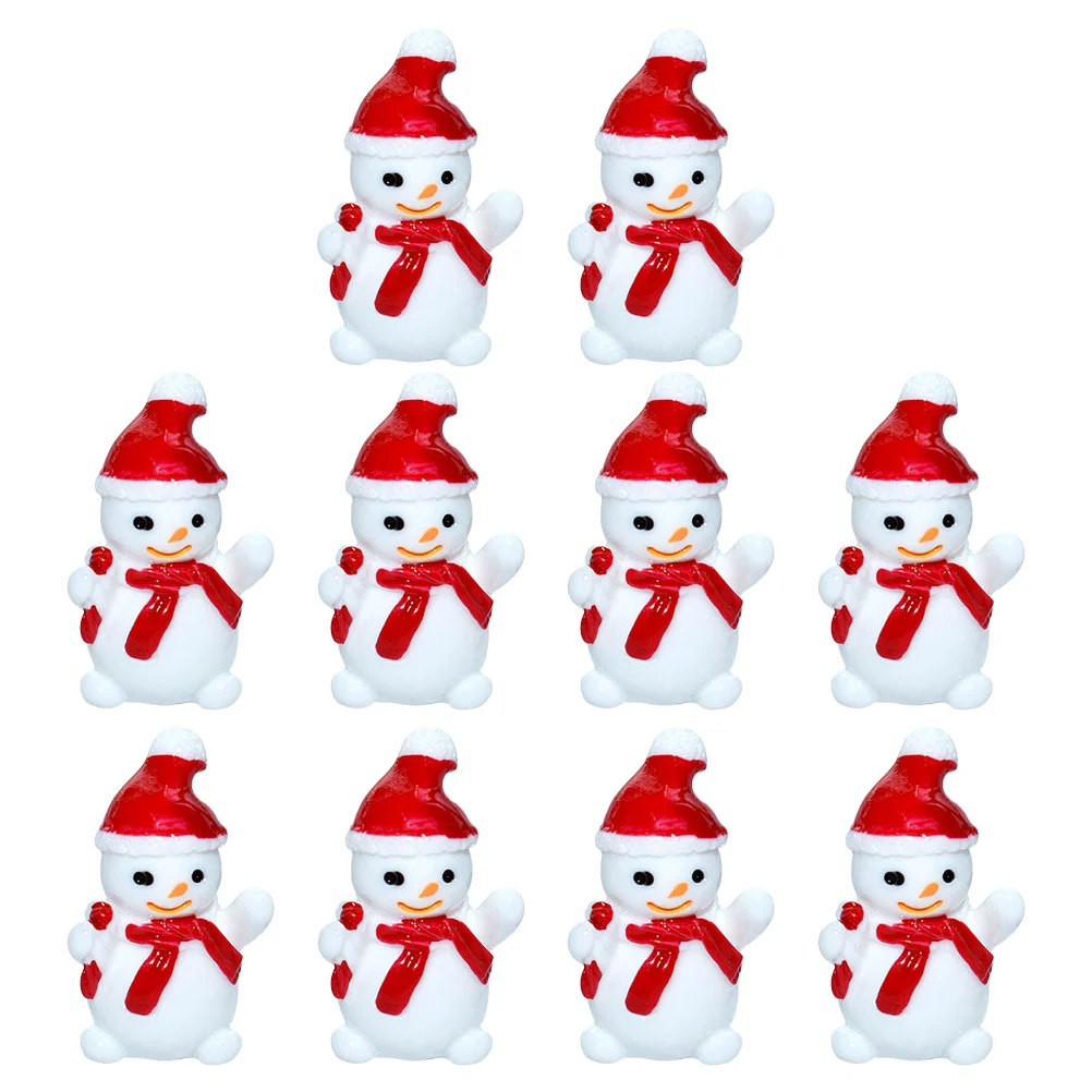 

10 Pcs Decor Mini Snowman DIY Adornment Miniature Landscape Christmas Decorate Micro Decoration Resin Ornaments