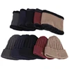 2022 New Fashion Men's Winter Knit Beanie Scarf Brand Maple Leaf Thick Lining Plus Velvet casual hat Solid color Soft Cap Bonnet 3