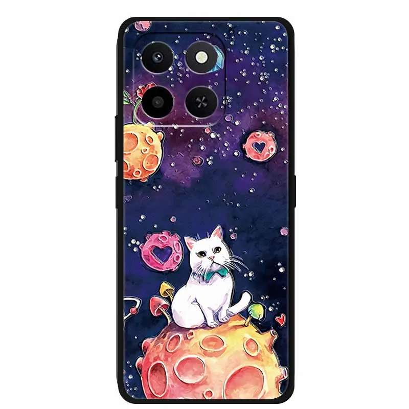 Embossed Floral Black Silicone Soft Back Cover - 3D Protective Case