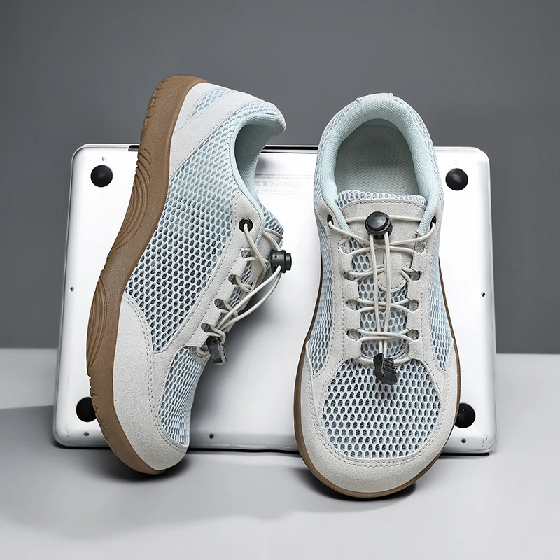 New Wide-toe Men's Shoes Casual Soft Sole Wide-Toe Shoes Walking Sneakers Breathable Mesh Comfortable Barefoot Shoes Big Size 48