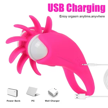 OLO Tongue Licking Vibrator Penis Ring Vagina Clitoris Stimulate G-spot Massage Rotation Oral Sex Toy for Couple Cock Ring 4