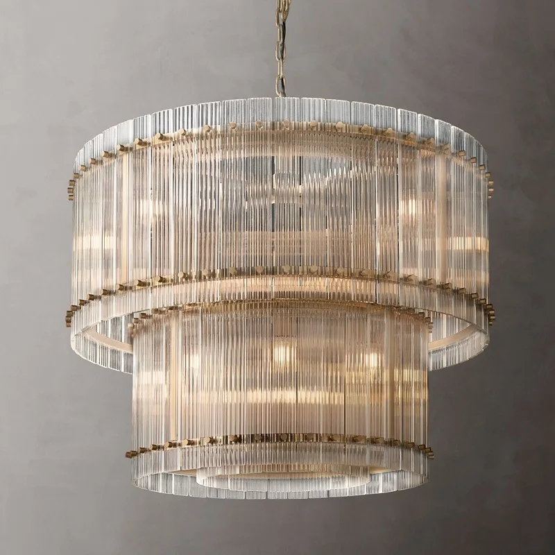 

American post-modern villa living room lamp stair creative bedroom restaurant light luxury round atmospheric crystal chandelier