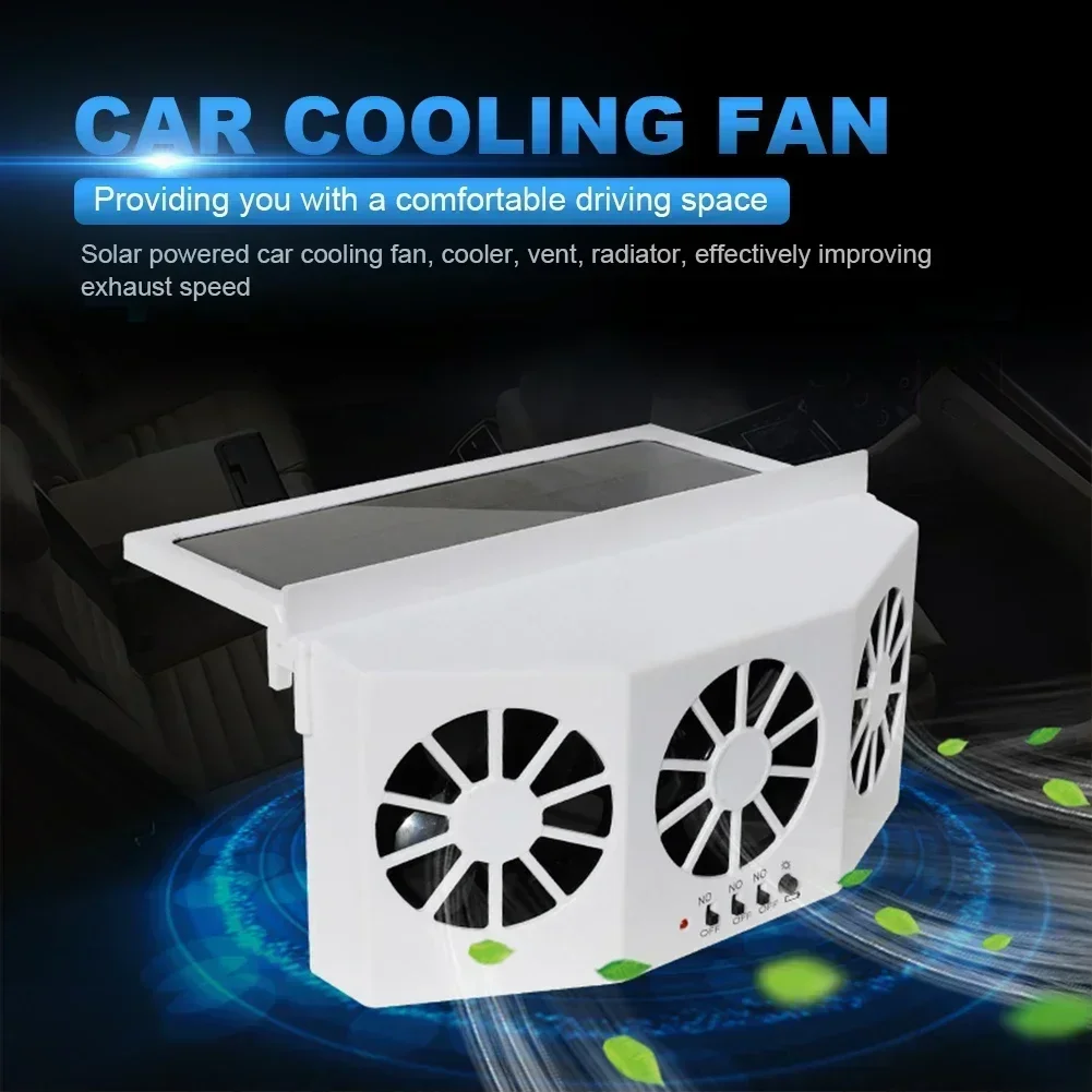 Solar Powered Car Ventilator Fan with 3 Heads for Vehicle Cooling