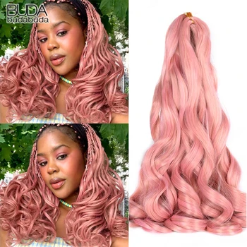 French Curl Braiding Hair Extensions 16/24" Synthetic Pre Stretched Loose Wave Braiding Hair French Curl Crochet Braids Hair 1