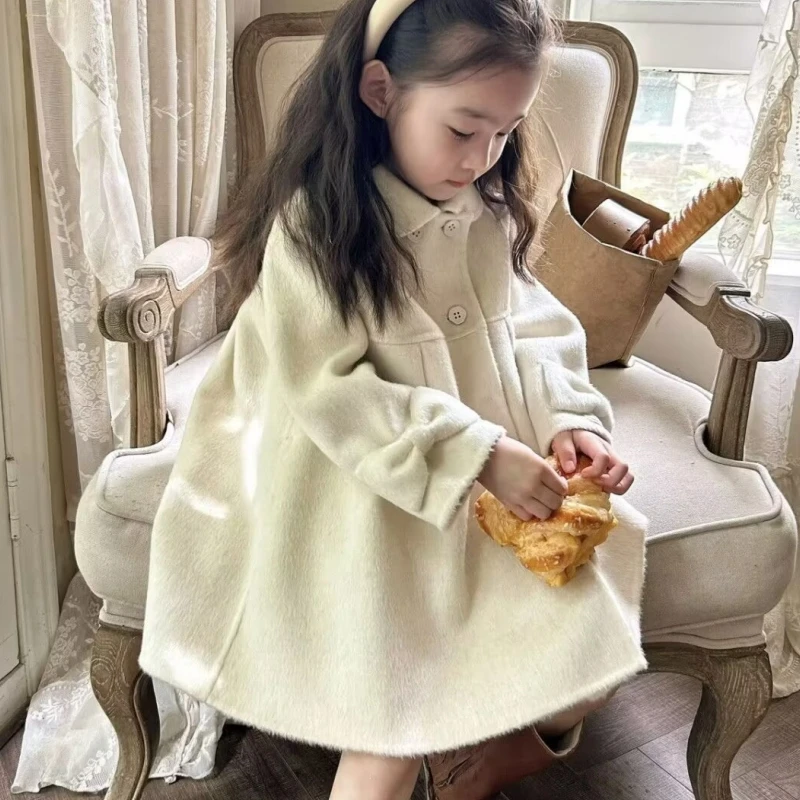 Girls Woolen Coat Overcoat Jacket Windbreak Beige Warm Thicken Winter Cotton Teenagers Outwear Children&rsquo;s Clothing girls winter coat girls outerwear