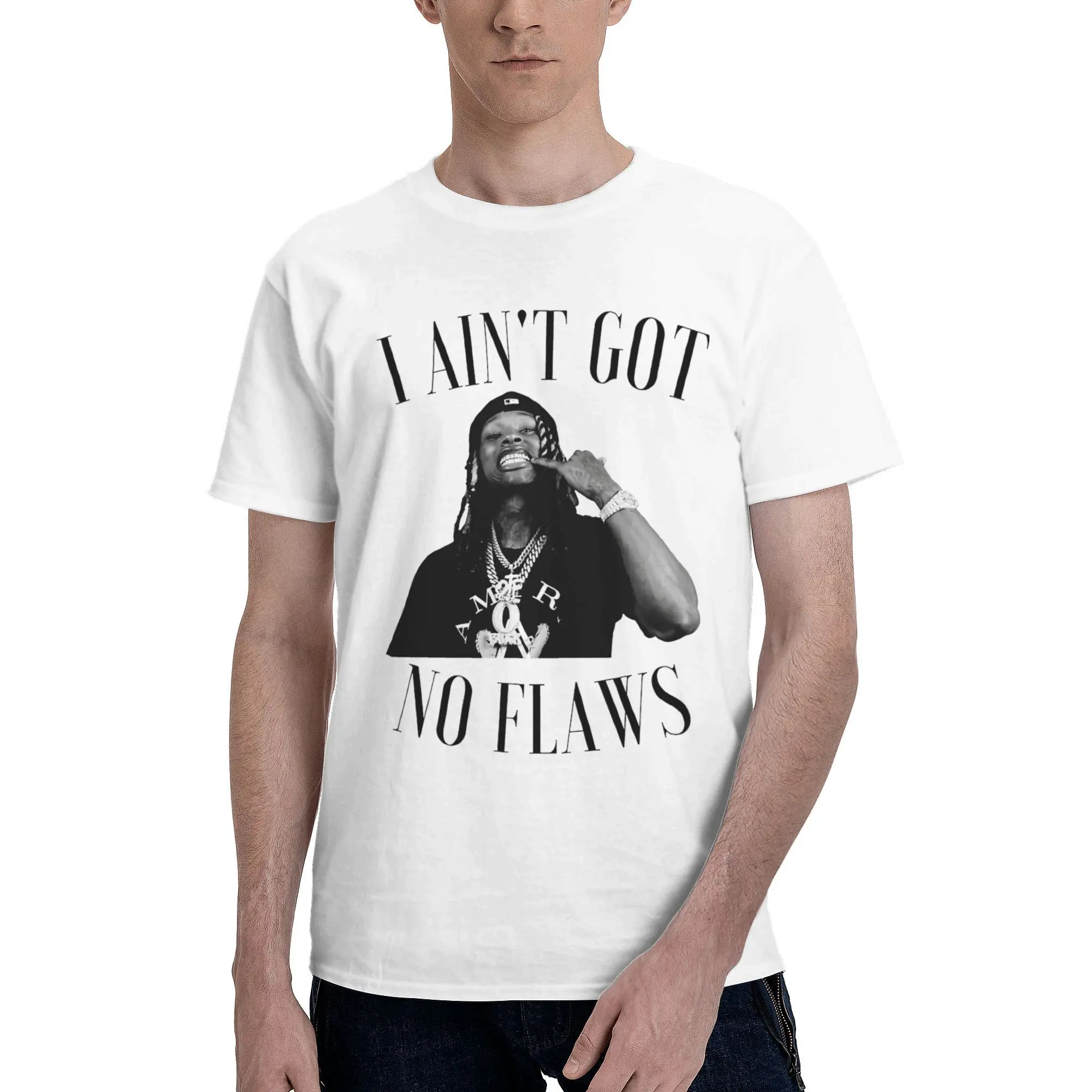 Lustige K-Kings Von T-Shirts für Männer, O-Ausschnitt, 100 % Baumwolle, T-Shirt „Got No Flaws“, kurzärmelige T-Shirts, neue Ankunftskleidung