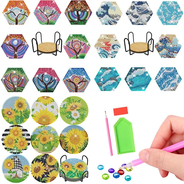 GATYZTORY 6pc/sets Diamond Painting Coasters Kits 5D Landscape Drinks DIY Coaster  Diamond Art Kits For Adults Kids Beginners - AliExpress