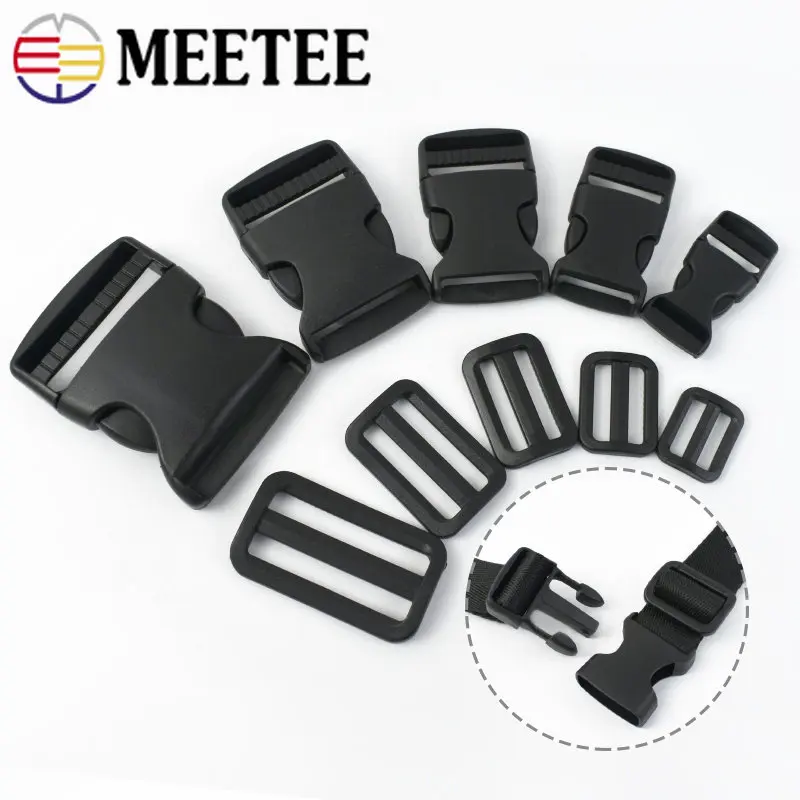 

10 комплектов Meetee 20-50 мм, черная пластиковая Боковая Пряжка, лямка, регулируемый ремень, для багажа, собачий ошейник, крючок, Швейные аксессуа...