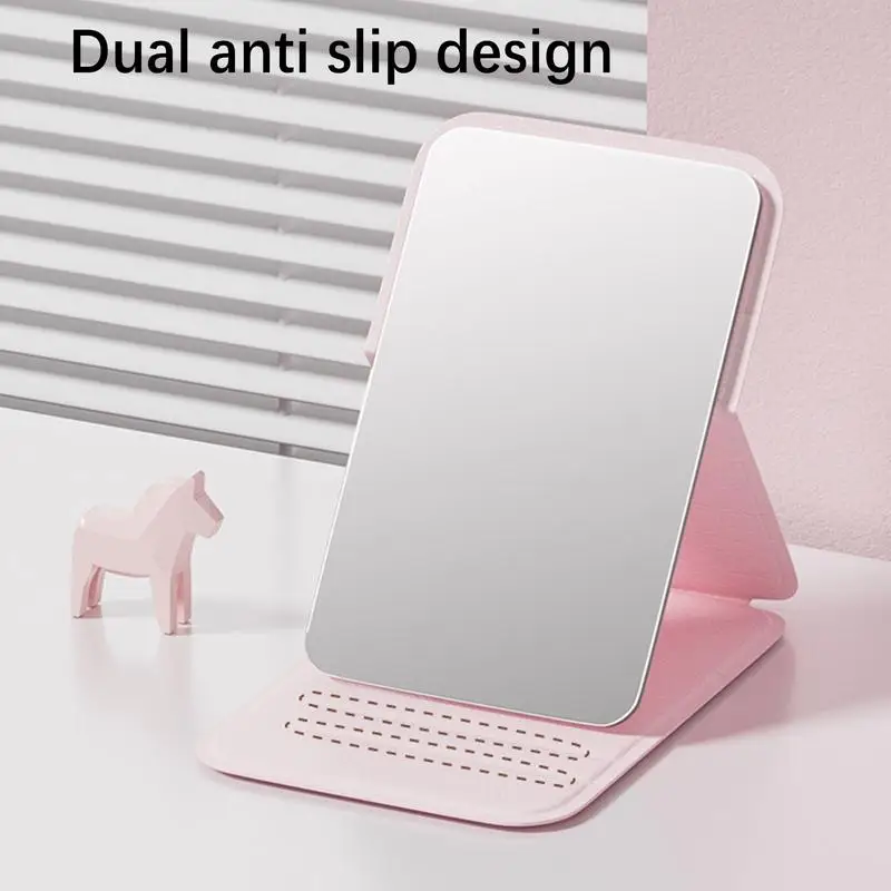Foldable Travel Mirror Crystal Clear Reflection Outdoor Travel Desktop Makeup Mirror No Distortion Handheld Makeup Pocket