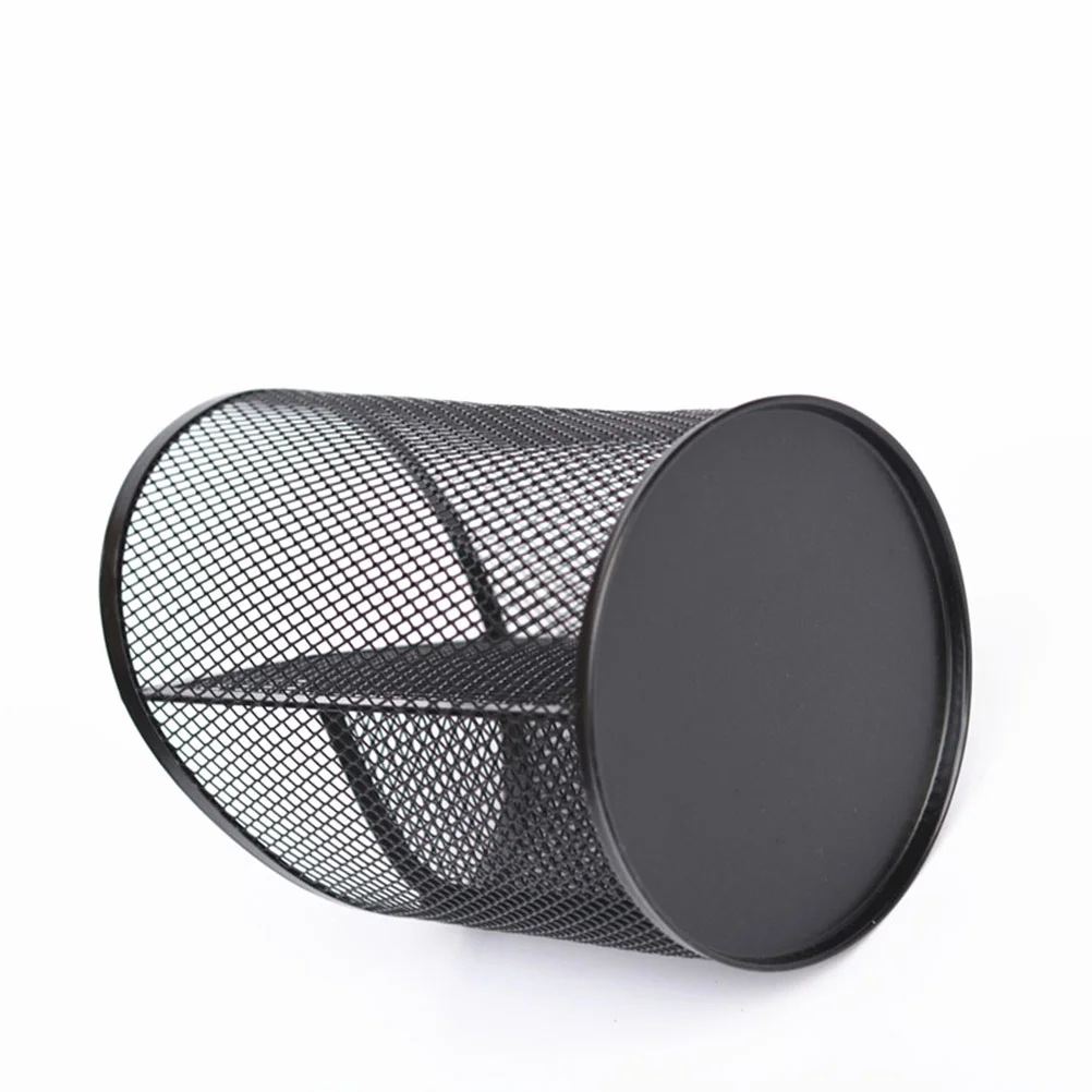 Mesh Holder Metal Bevel Pen Pot Container Desktop Stationary Storage Container Makeup Organizer For Home Office Black