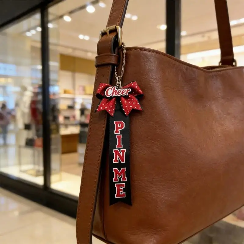 P9FE Modischer Schlüsselanhänger mit Schleife und Schleife, Cheerleader, inspiriert jedes Outfit, tolles Geschenk für Dekoration – Detail 7
