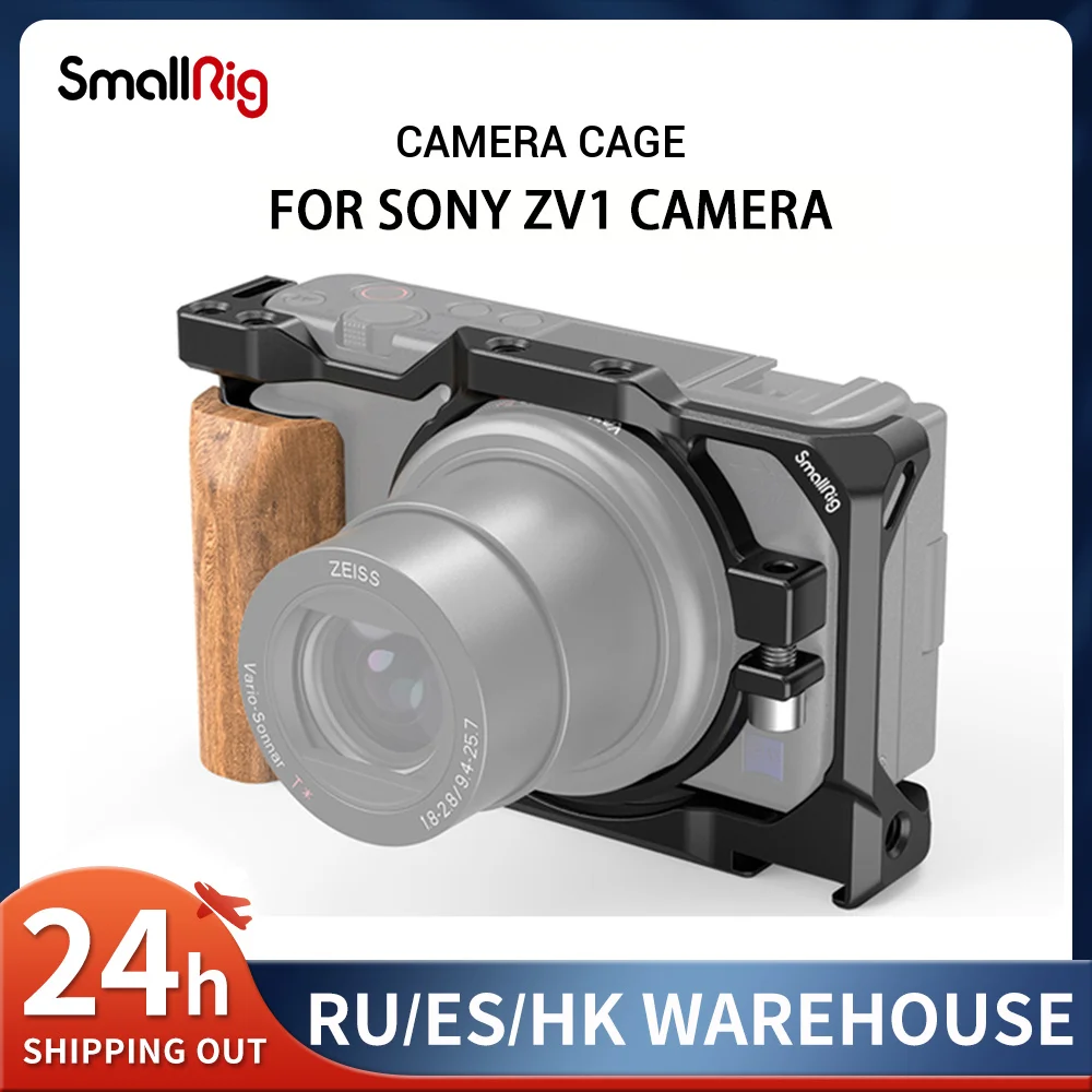 Smallrig Light Weight Sony Zv1 Camera Vlog Cage Con Impugnatura In Legno Per Sony Zv1 Camera Vlogging Cage 2937/2938