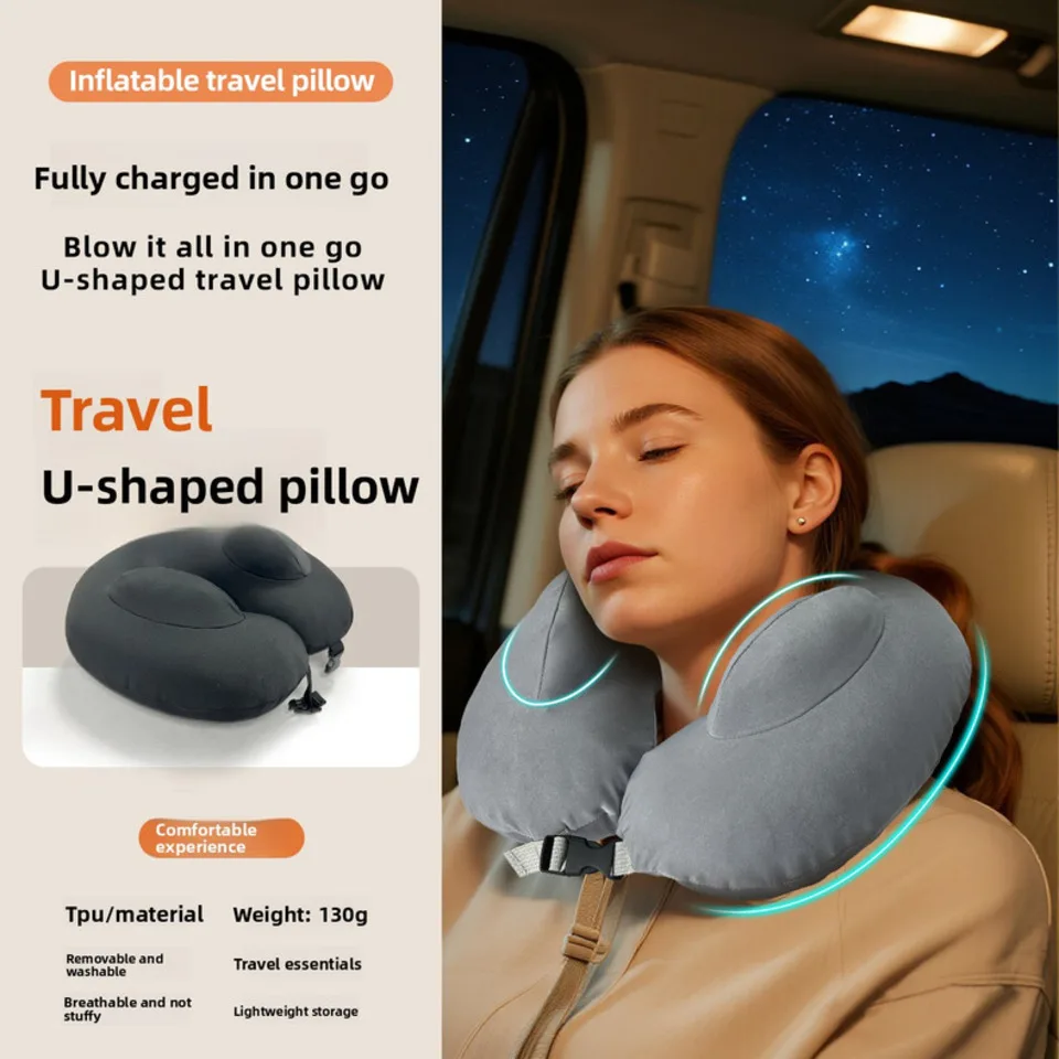 Inflatable U-shaped Pillow Travel Portable High-speed Rail Plane Long-distance Sleeping Neck Pillow Sleeping Artifact Portable