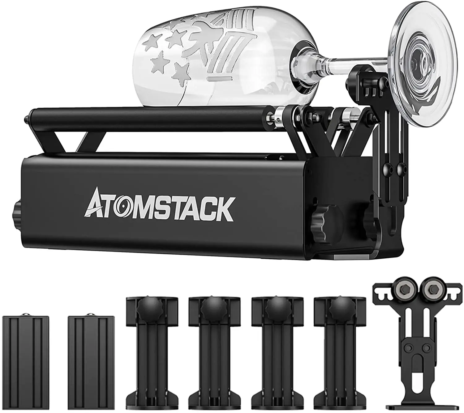 Upgraded Atomstack R3 Pro Rotary Roller With Separable Support Module And Extension Towers Laser Engraving Machine