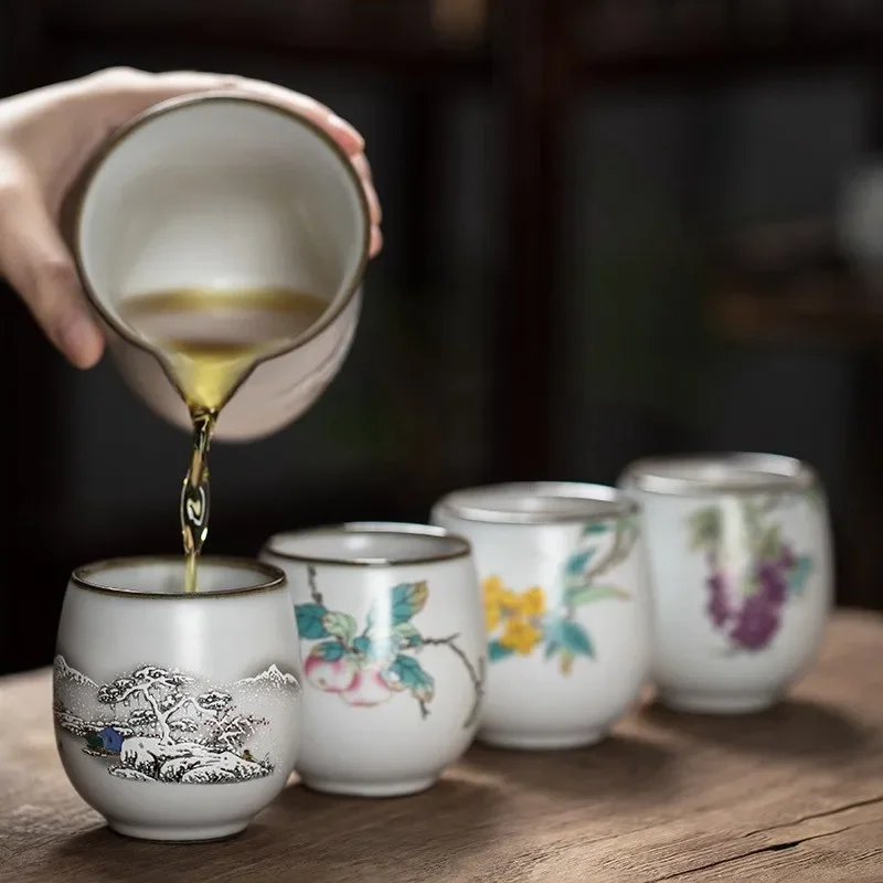 China Ceramic Tea Cup With Handle White Porcelain Kung Fu Cups Pottery Drinkware Wine Coffee Mug 1Pc coffee cup,tea cup,coffee mug