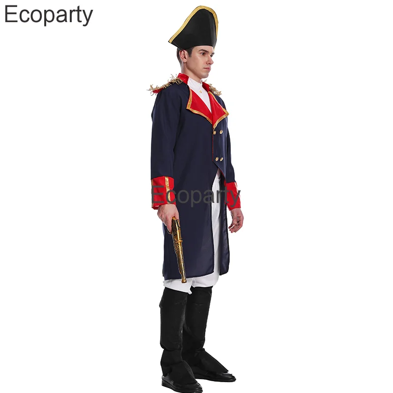 Medieval Napoleon Costume For Men Halloween Warrior Musketeers Soldier Cosplay Uniform Suit Carnival Masquerade Party Outfit