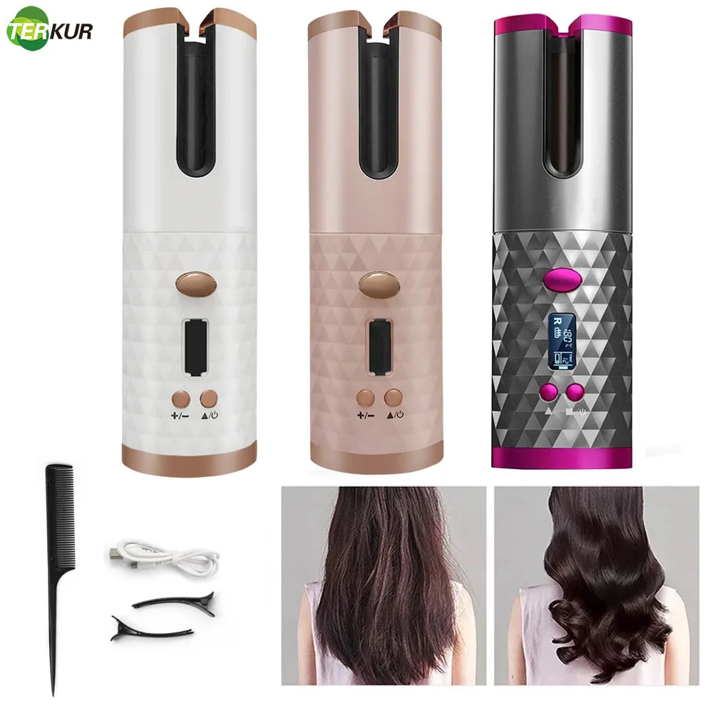 Cordless Auto Curler High Performance USB Rechargeable Portable Wireless Hair Curler Curling Iron for Curl or Wave Styling Tools wireless presenter multifunctional ppt page turning pen rechargeable speech projector pen for projector powerpoint ppt slide new