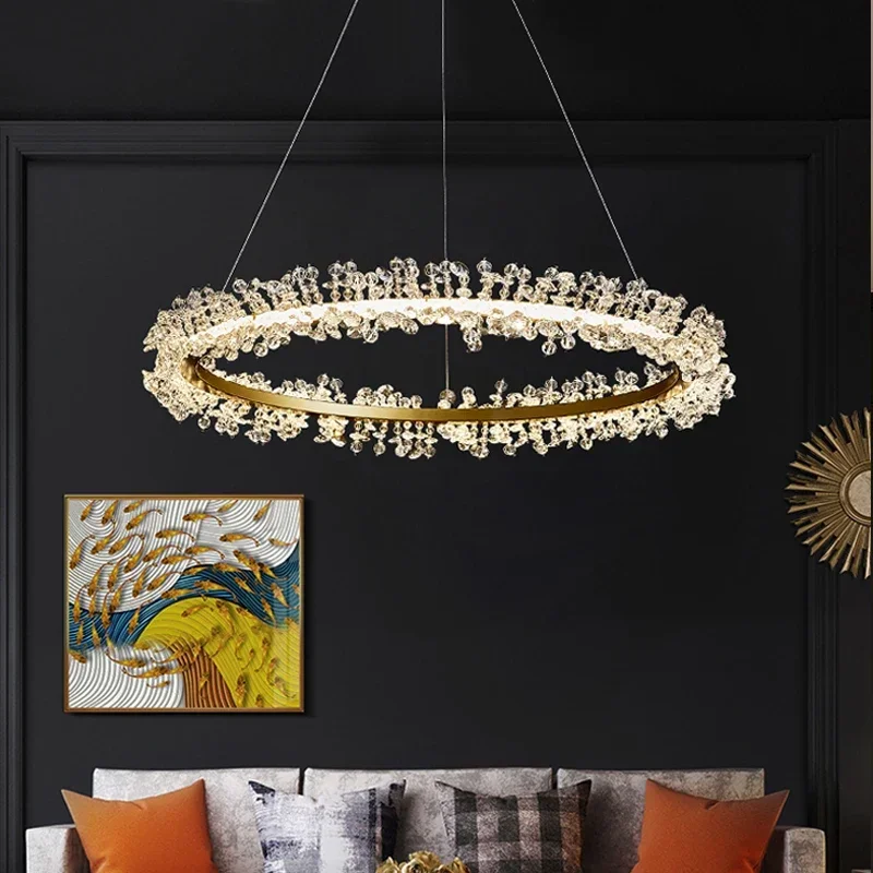 Nordic Luxury Shop Bedroom Living Room Crystal Pendant Lighs Interior Decoration Ring Luster Lighting Modern Ceiling Chandelier pendant lights,ceiling light,pendant lamp,chandelier lighting
