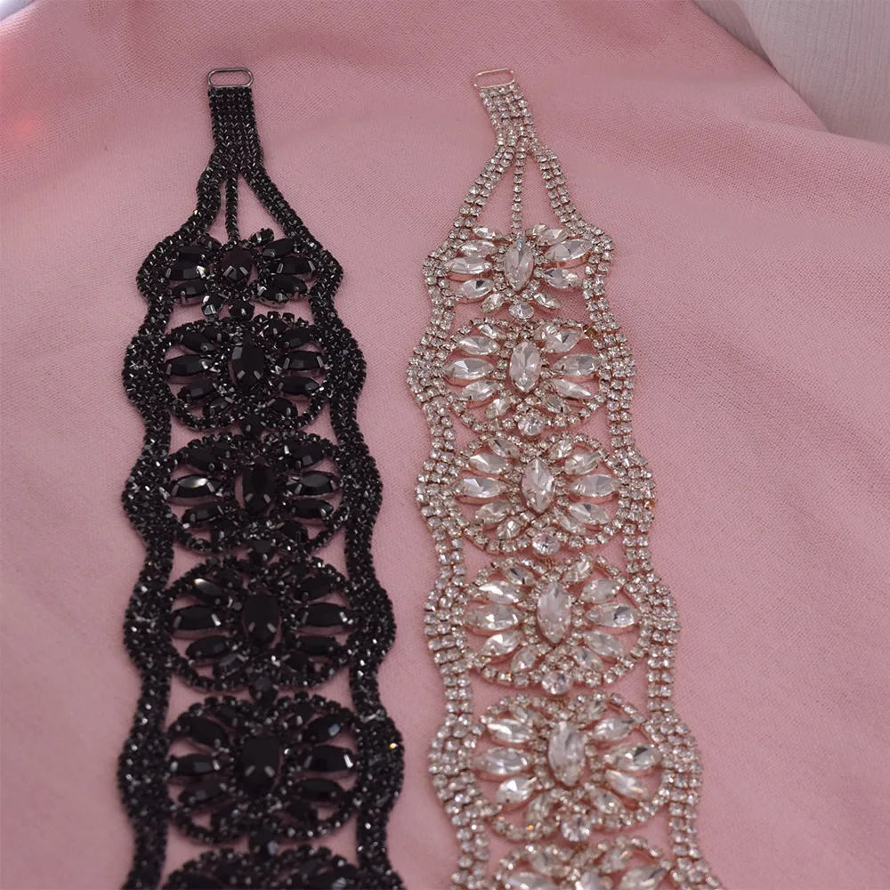 Bridal Waistband Dress Decoration CUIER 16.5" Length Super Long Women belt Rhinestones Crystal Luxury Full Glass Belt Appliques Wedding dress Decorations bridal waistband,bridal dress decoration